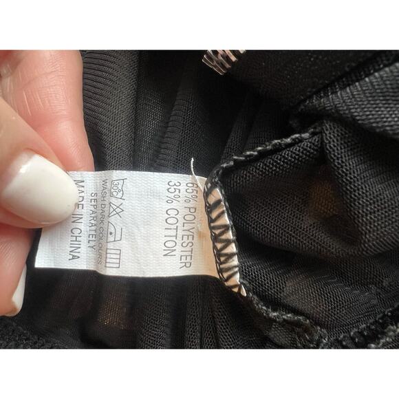 Los Angeles Boutique Black Mesh Cropped Track Jacket Beach Cover Up Hooded Top L - Picture 9 of 9